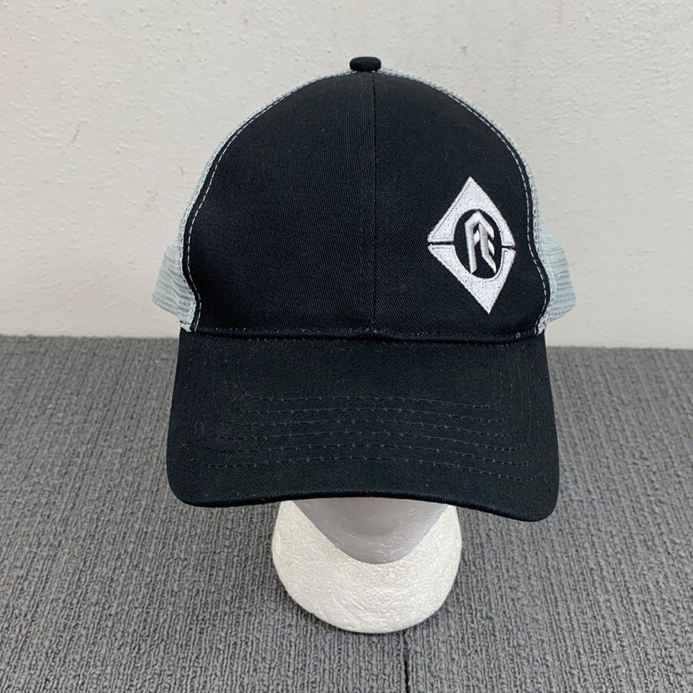 FE Trucker Hat Mens OSFA Black Gray Mesh Back Strapback Cap K-Products